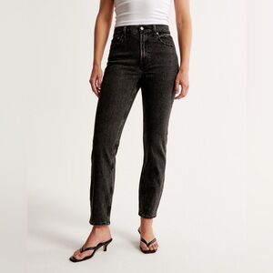 Abercrombie High Rise Mom Black Straight Leg Jeans Vintage 90s Slim Size 26